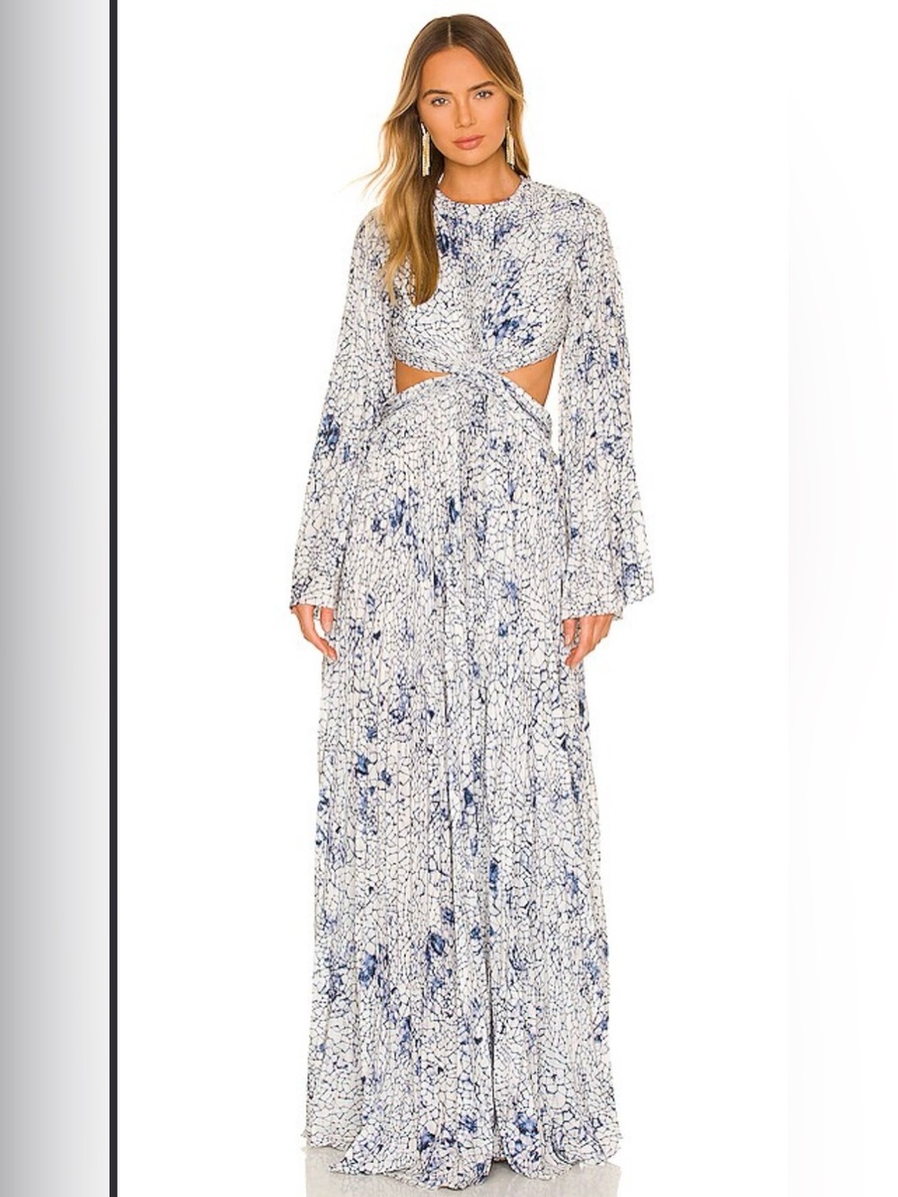 Alexis Kallisto Blue and White Twist Cutout Maxi Dress